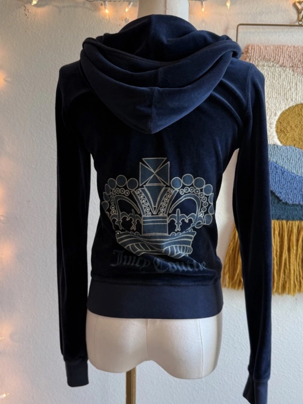 Juicy Couture VTG Blue Velour Track Zip Jacket Y2K Size M Crown